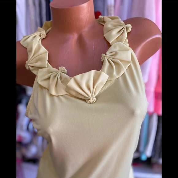 Vintage Tank Top The Limited Yellow Banana Ruffled Collar Comfy 80's Vibes M - Picture 5 of 8